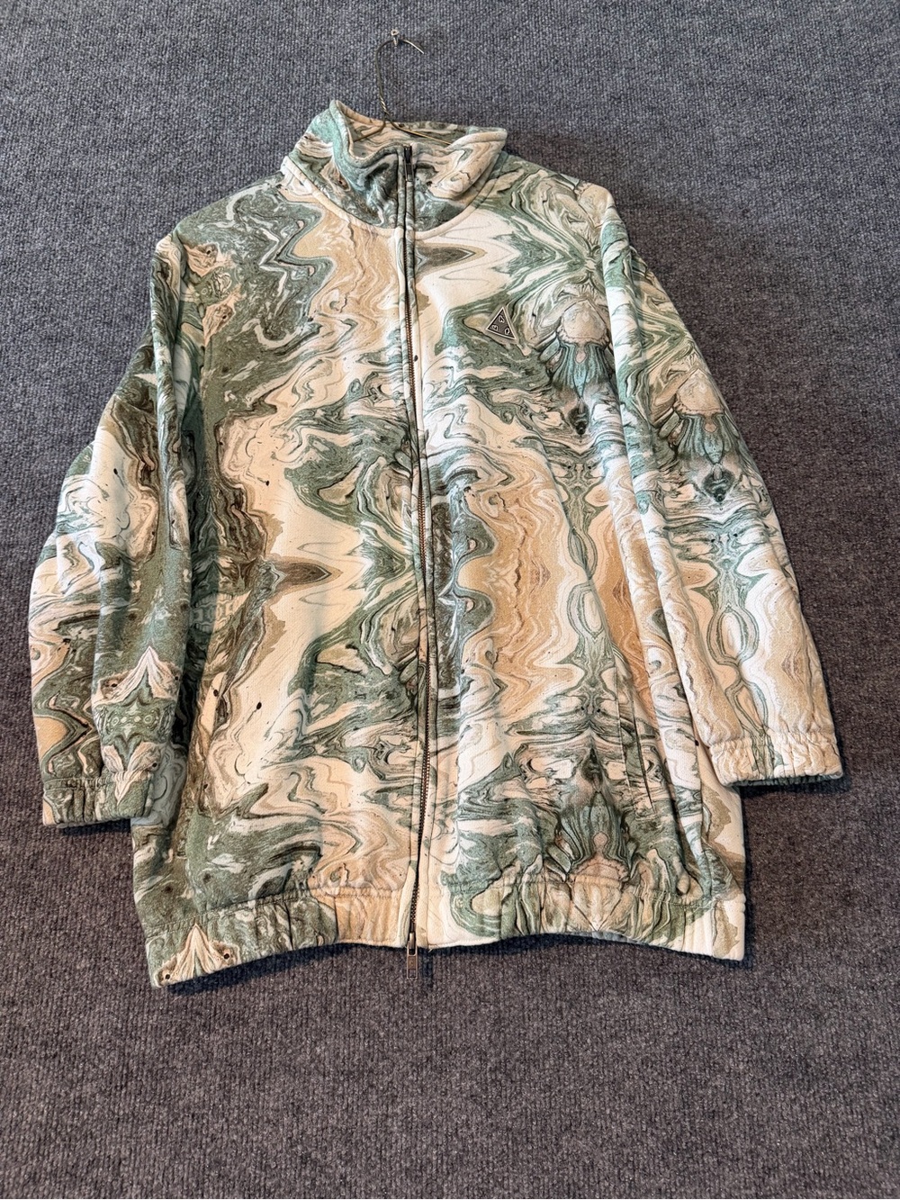 HUF Marble-Print Zip Jacket - Green & Cream